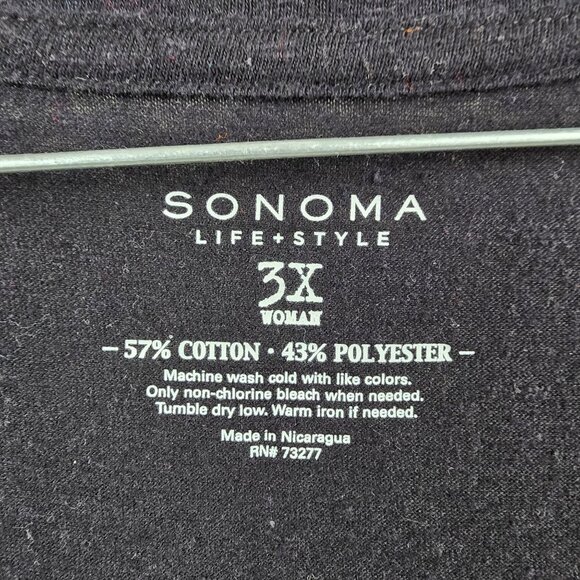 Sonoma Life + Style Womens V-Neck Black Long Sleeve Top Size 3X Cotton Blend - Picture 3 of 5